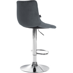 Tabouret de bar Jerry en velours, chromé gris foncé