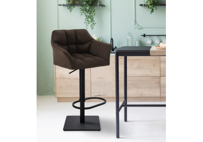 Tabouret de bar Damaso B en tissu marron