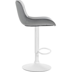 Ensemble de 2 tabourets de bar Vonore, velours, blanc/gris