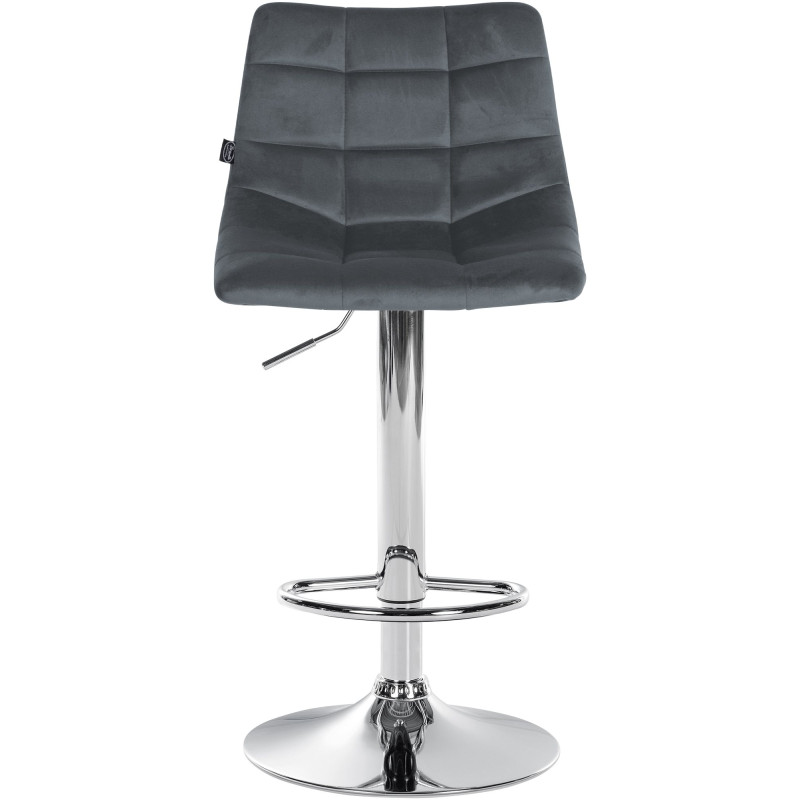 Tabouret de bar Jerry en velours, chromé gris foncé
