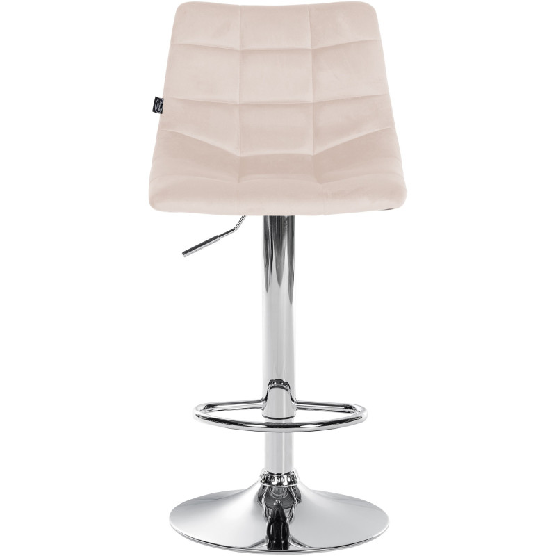 Tabouret de bar Jerry, velours, chrome, beige