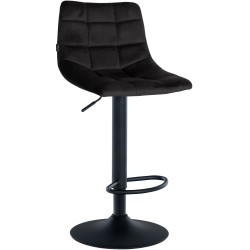 Tabouret de bar Jerry, velours, noir