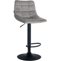 Tabouret de bar Jerry, velours, noir et gris