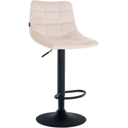Tabouret de bar Jerry en velours noir et beige