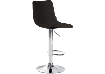 Tabouret de bar Jerry, tissu, chrome, noir