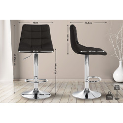 Tabouret de bar Jerry, tissu, chrome, noir