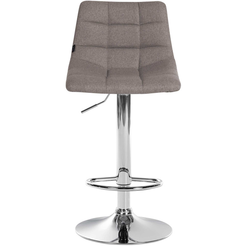 Taburete de bar Jerry, tapizado, gris cromado