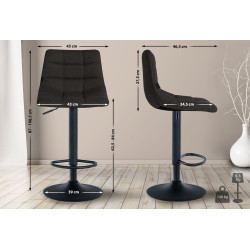 Tabouret de bar Jerry, tissu noir noir