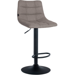 Tabouret de bar Jerry, tissu noir gris