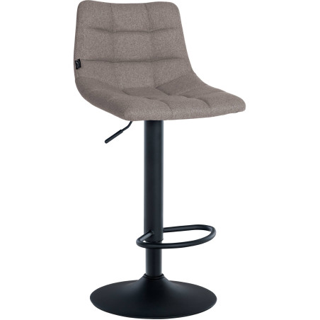 Tabouret de bar Jerry, tissu noir gris