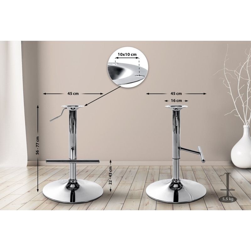 Cadre en T de rechange pour tabouret de bar, chromé