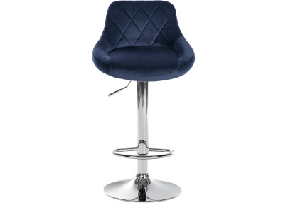 Tabouret de bar Lazio en velours, chromé, bleu