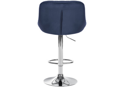 Tabouret de bar Lazio en velours, chromé, bleu