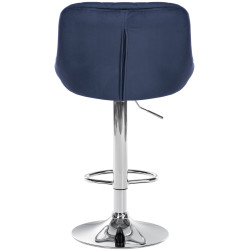 Tabouret de bar Lazio en velours, chromé, bleu