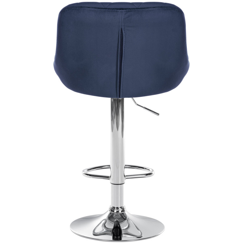 Tabouret de bar Lazio en velours, chromé, bleu
