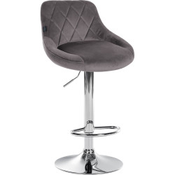Tabouret de bar Lazio en velours, gris chromé