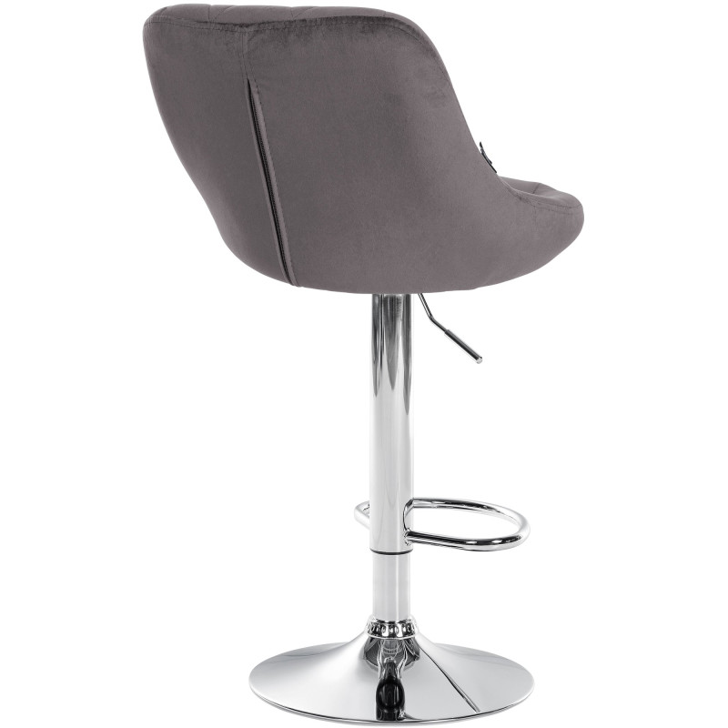 Tabouret de bar Lazio en velours, gris chromé