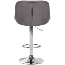 Tabouret de bar Lazio en velours, gris chromé
