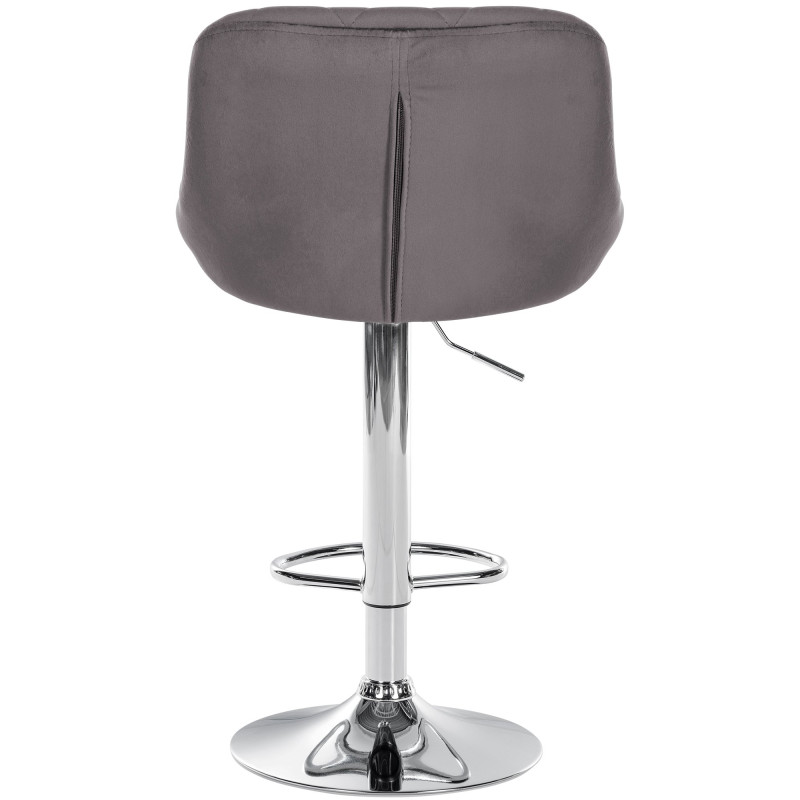 Tabouret de bar Lazio en velours, chromé gris