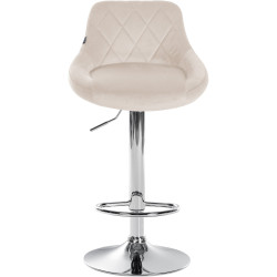 Tabouret de bar Lazio en velours, chromé, crème