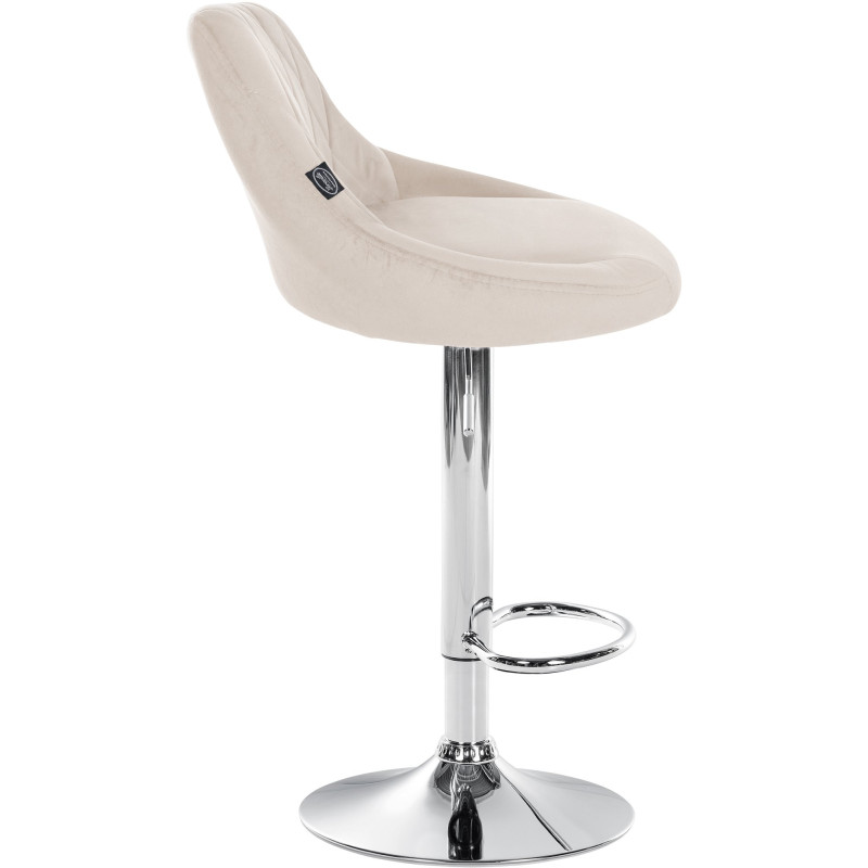 Tabouret de bar Lazio en velours, chromé, crème