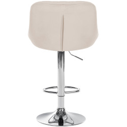 Tabouret de bar Lazio en velours, chromé crème