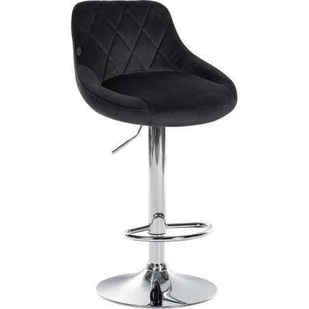 Tabouret de bar Lazio, velours, chrome, noir