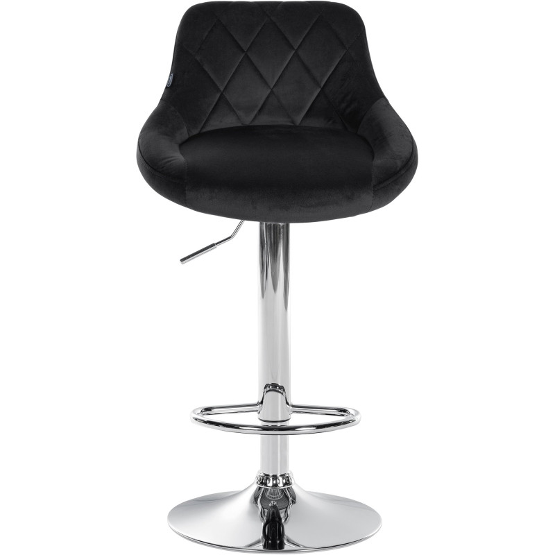 Tabouret de bar Lazio, velours, chrome, noir