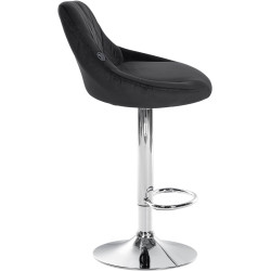 Tabouret de bar Lazio, velours, chrome, noir