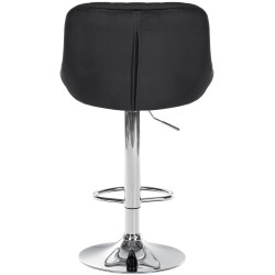 Tabouret de bar Lazio, velours, chrome, noir