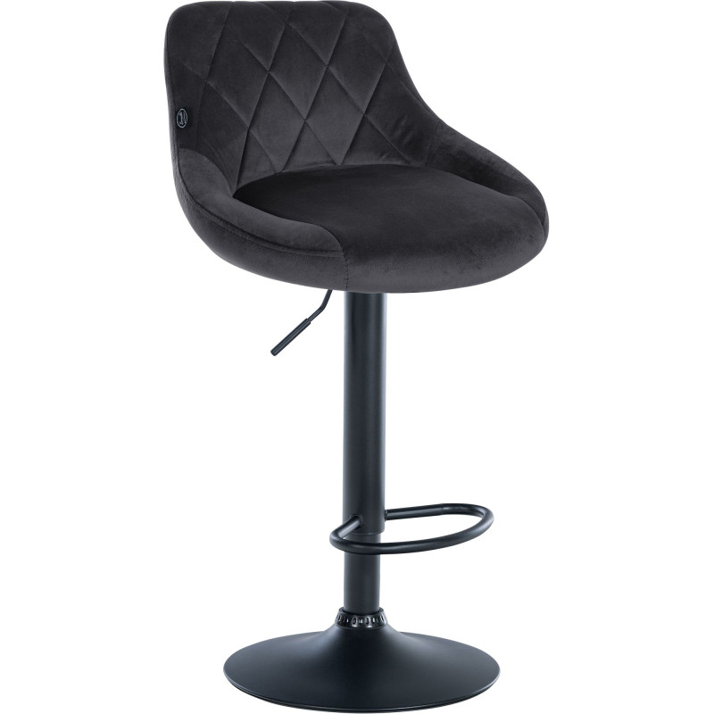 Tabouret de bar Lazio en velours noir gris foncé