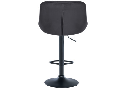 Tabouret de bar Lazio en velours noir et gris foncé
