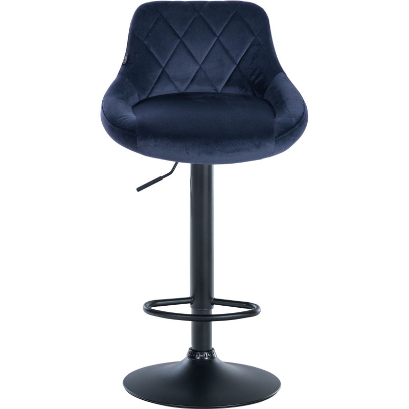 Tabouret de bar Lazio en velours noir bleu