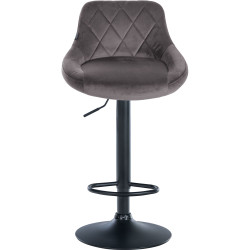 Tabouret de bar Lazio en velours noir et gris