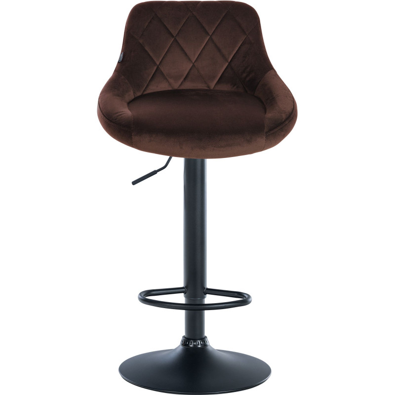 Tabouret de bar Lazio en velours, noir/marron