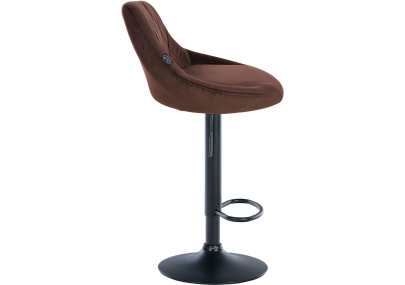 Tabouret de bar Lazio en velours, noir/marron