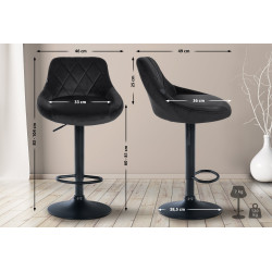 Tabouret de bar Lazio en velours noir noir
