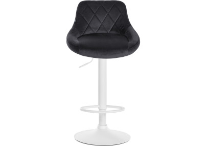 Tabouret de bar Lazio en velours, blanc/gris foncé