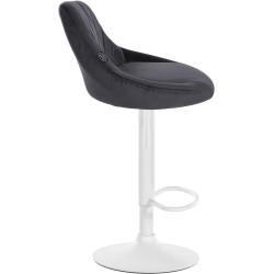 Tabouret de bar Lazio en velours, blanc/gris foncé