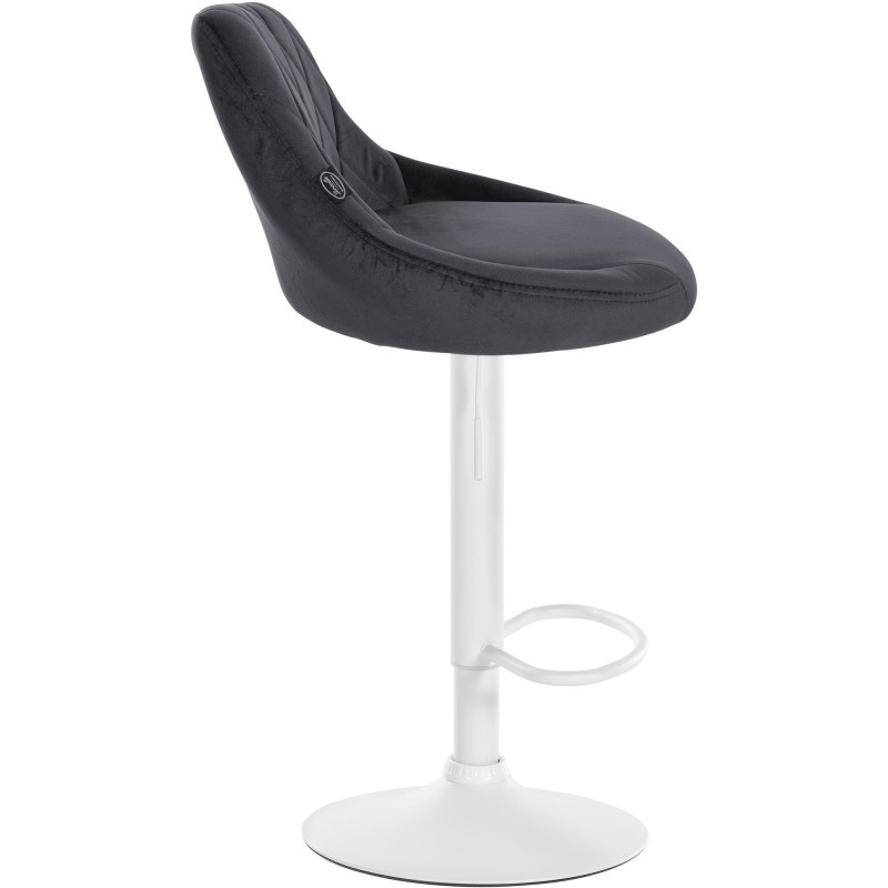 Tabouret de bar Lazio en velours, blanc/gris foncé