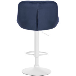 Tabouret de bar Lazio en velours, blanc/bleu