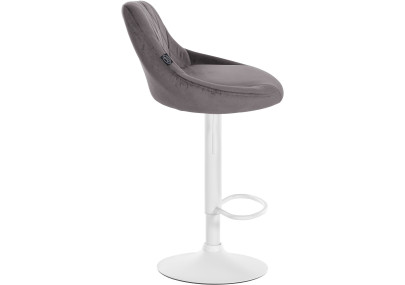 Tabouret de bar Lazio en velours, blanc/gris