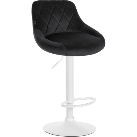 Tabouret de bar Lazio en velours, blanc/noir