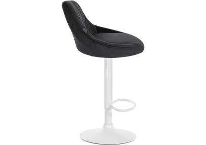Tabouret de bar Lazio en velours, blanc/noir