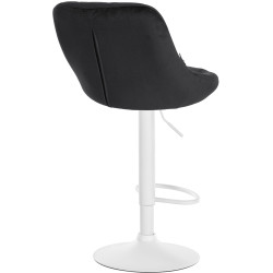 Tabouret de bar Lazio en velours, blanc/noir