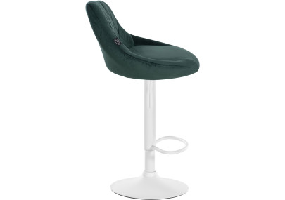 Tabouret de bar Lazio en velours, blanc/vert foncé