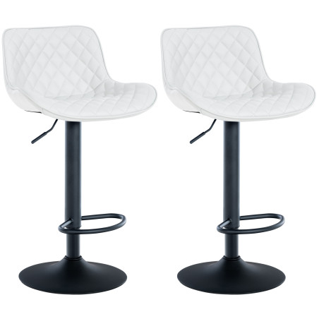 Lot de 2 tabourets de bar Minosa en similicuir blanc