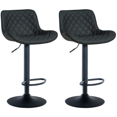 Lot de 2 tabourets de bar Minosa en similicuir noir
