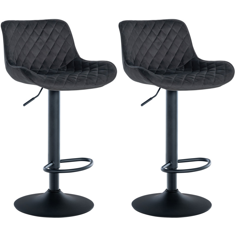 Conjunto de 2 banquetas de bar Minosa em veludo preto.