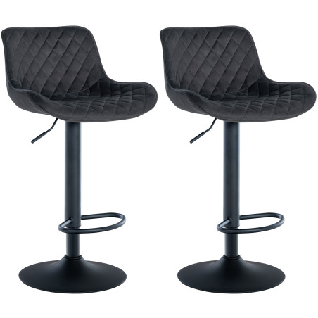 Lot de 2 tabourets de bar Minosa en velours noir